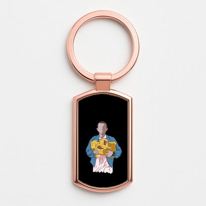 Eleven Faceless Cartoon Rose Gold Keyring
