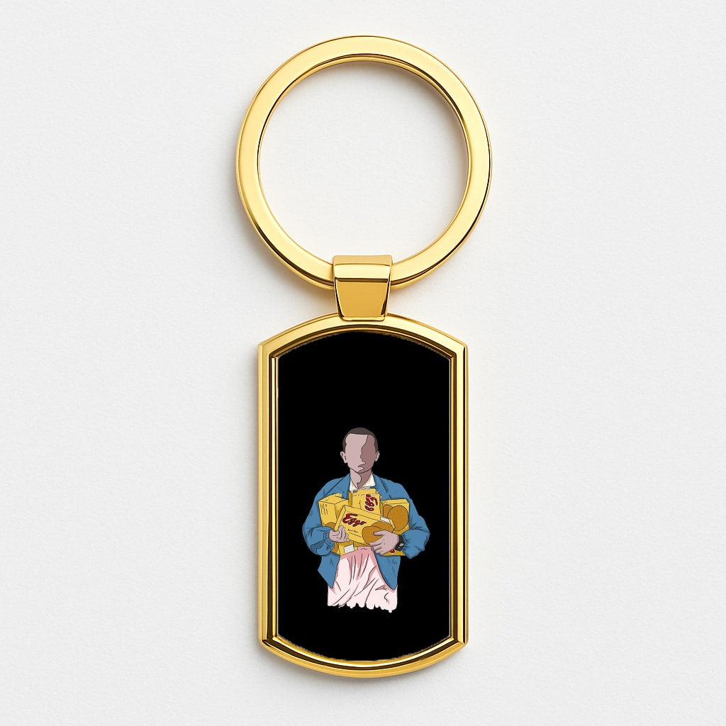 Eleven Faceless Cartoon Gold Keyring