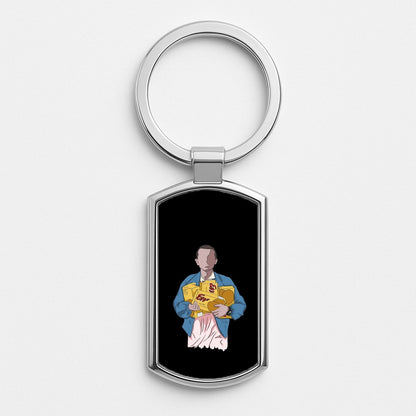 Eleven Faceless Cartoon Silver Keyring