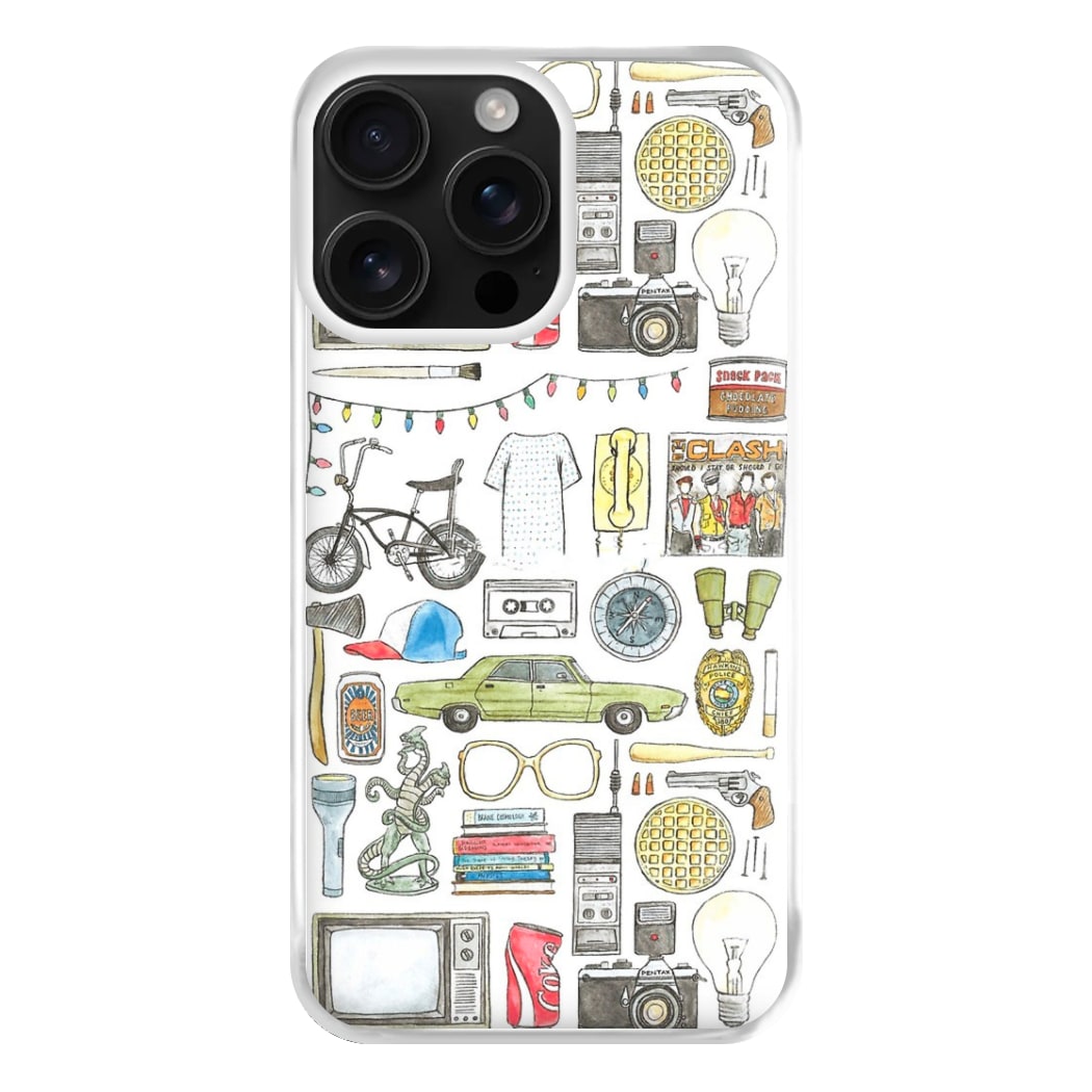 Stranger Objects Illustration Phone Case for iPhone 16 Pro Max