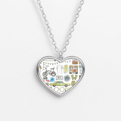 Stranger Objects Illustration Heart Necklace
