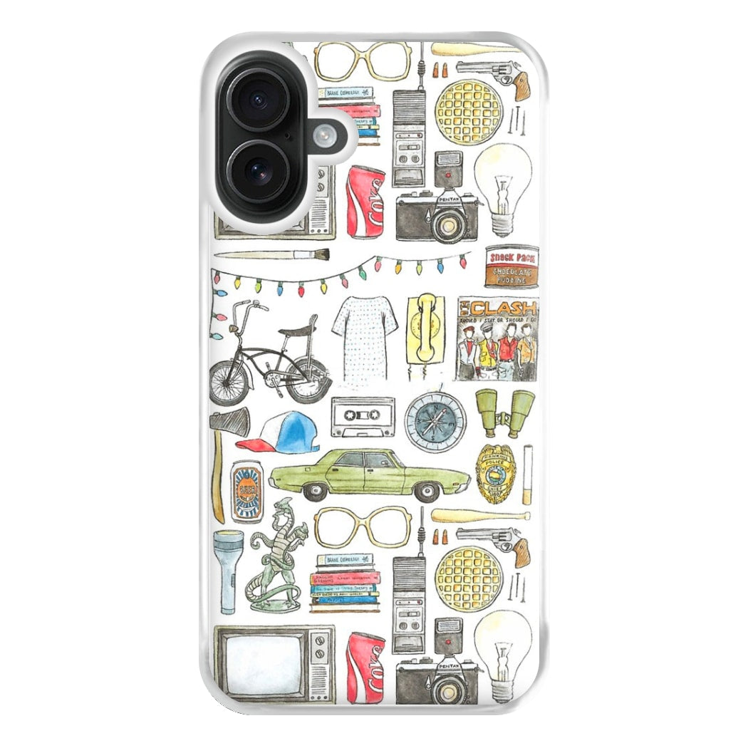 Stranger Objects Illustration Phone Case for iPhone 16 Plus