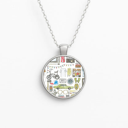 Stranger Objects Illustration Circle Necklace