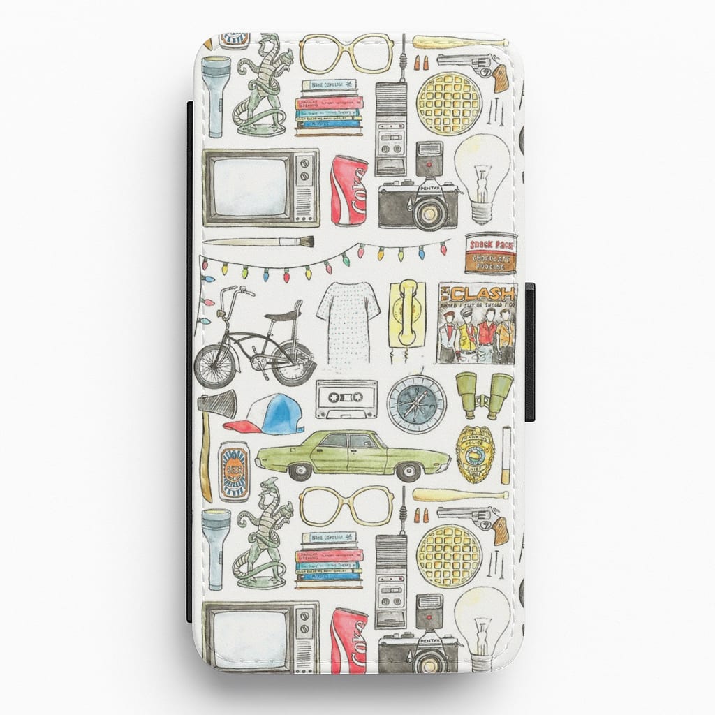 Stranger Objects Illustration Flip Wallet Phone Case