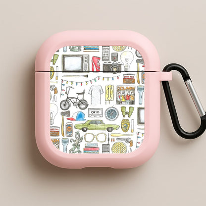 Stranger Objects Illustration Pink AirPods Case
