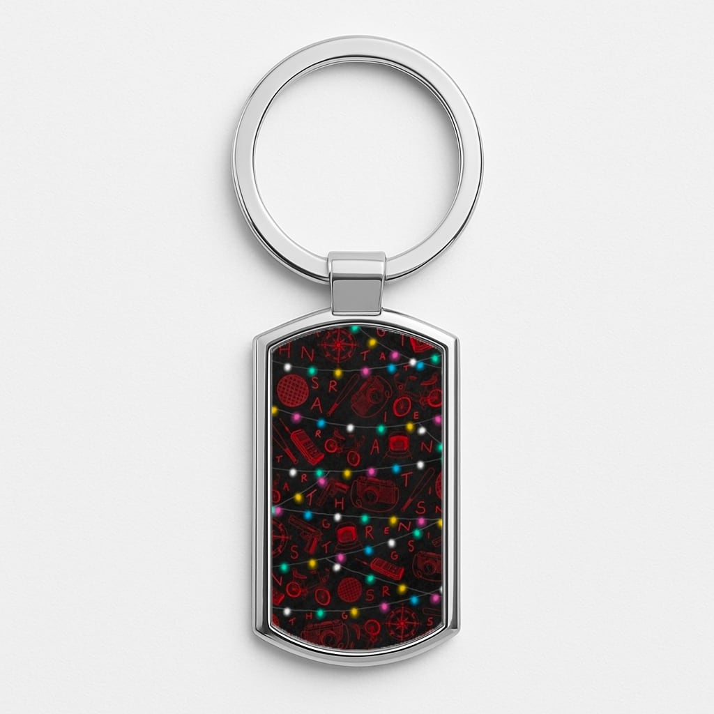 Stranger Red Illustrations Silver Keyring