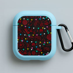 Stranger Red Illustrations Blue AirPods Case