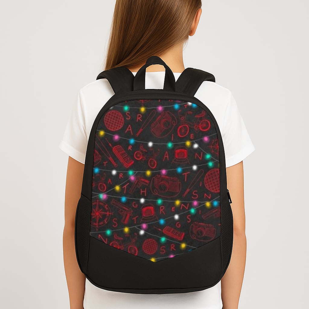 Stranger Red Illustrations Large School Bag