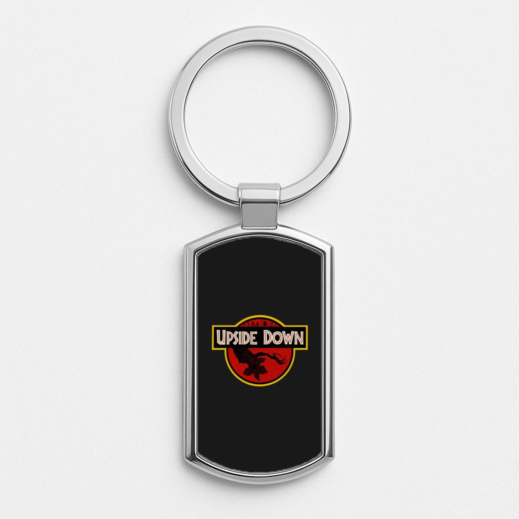 Upside Down - Jurassic Inspired Stranger Silver Keyring