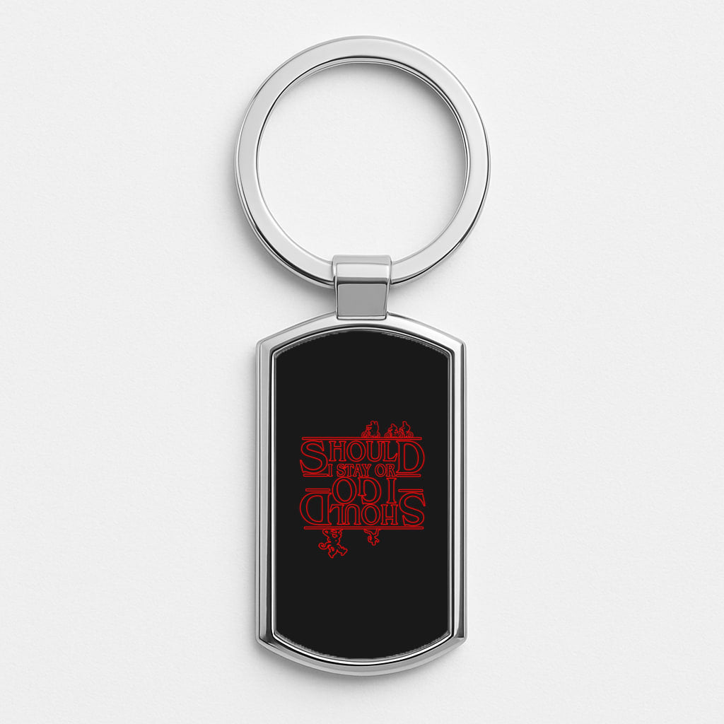 Should I Stay Or Should I Go Upside Down Silver Keyring