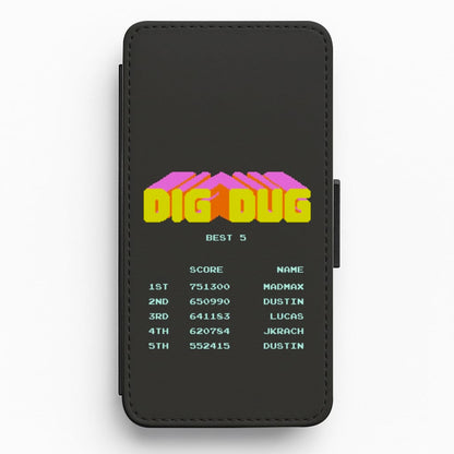 Dig Dug High Score - Stranger Things Flip / Wallet Phone Case