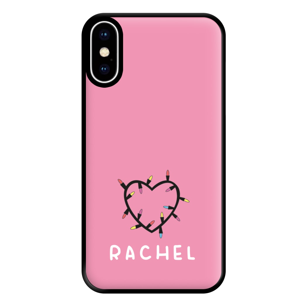 Heart Shaped Fairy Lights - Personalised Stranger Phone Case for iPhone XS Max