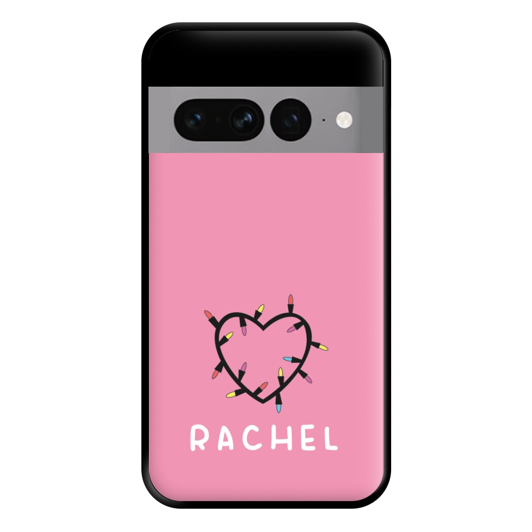 Heart Shaped Fairy Lights - Personalised Stranger Phone Case for Google Pixel 7 Pro