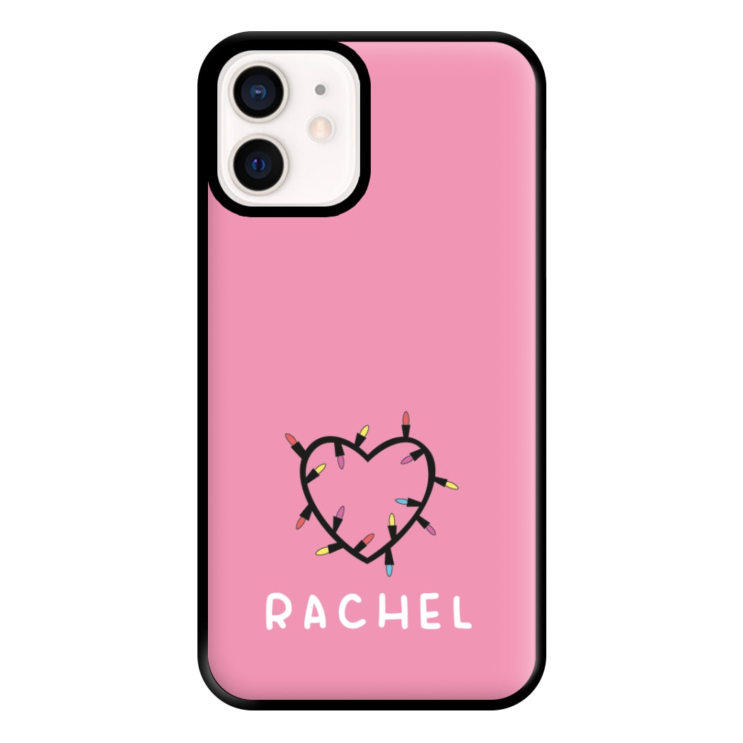 Heart Shaped Fairy Lights - Personalised Stranger Phone Case for iPhone 13 Mini