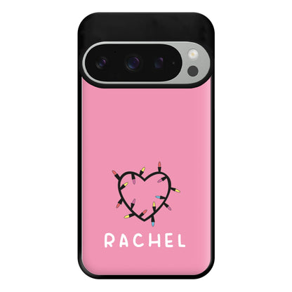 Heart Shaped Fairy Lights - Personalised Stranger Phone Case for Google Pixel 9 Pro XL