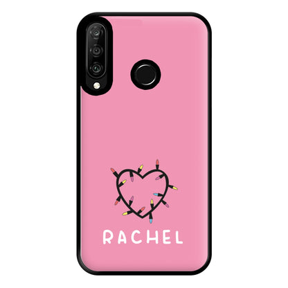 Heart Shaped Fairy Lights - Personalised Stranger Phone Case for Huawei P30 Lite