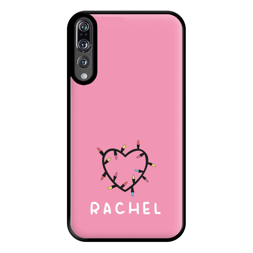 Heart Shaped Fairy Lights - Personalised Stranger Phone Case for Huawei P20 Pro