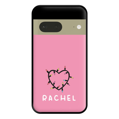 Heart Shaped Fairy Lights - Personalised Stranger Phone Case for Google Pixel 7a