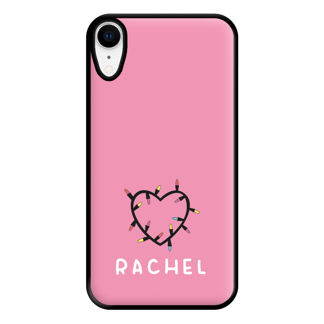 Heart Shaped Fairy Lights - Personalised Stranger Phone Case for iPhone XR