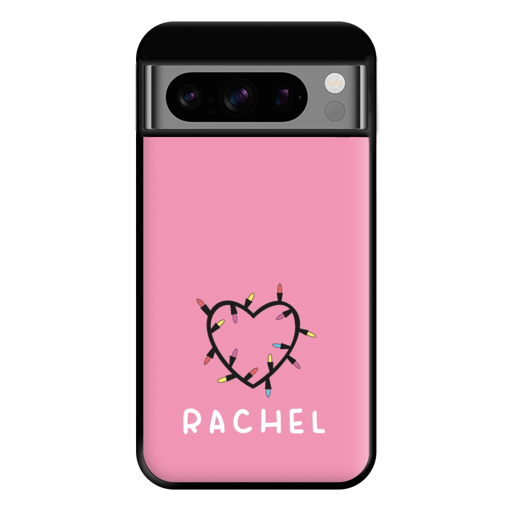 Heart Shaped Fairy Lights - Personalised Stranger Phone Case for Google Pixel 8 Pro