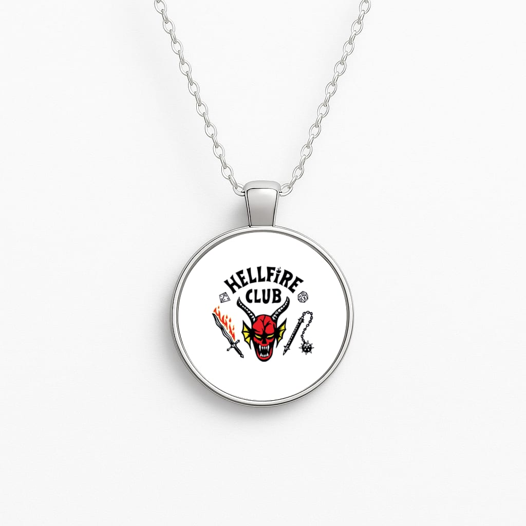 Hellfire Logo - White Circle Necklace