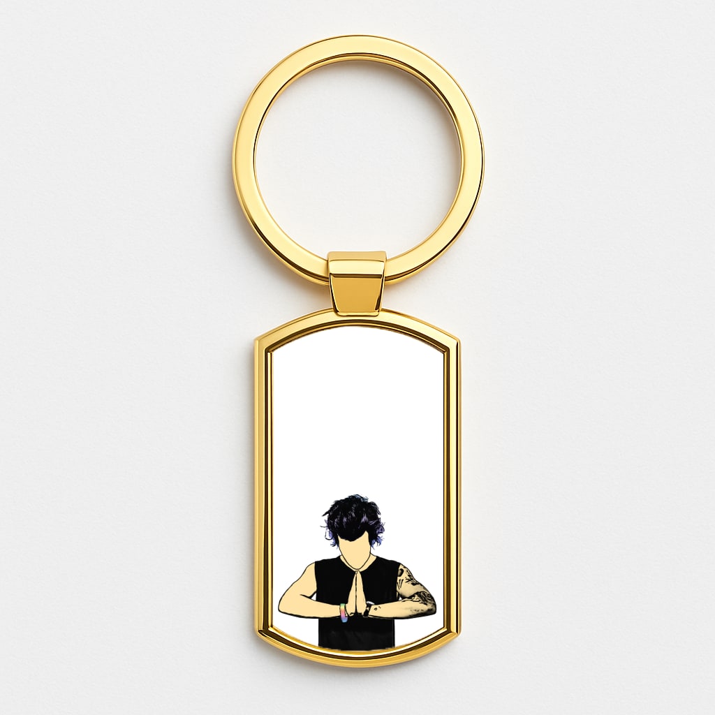 Harry Cartoon Gold Keyring
