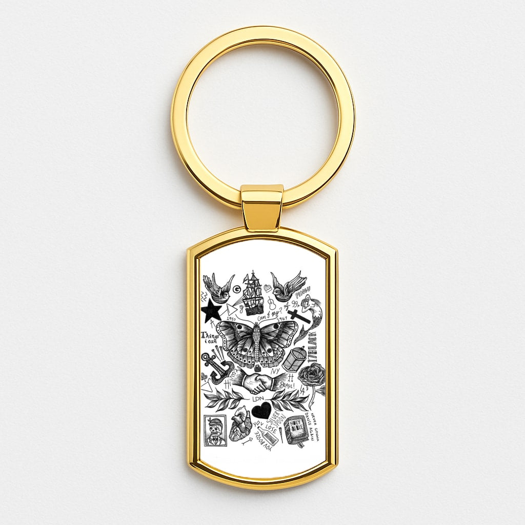 Harry Tattoos Gold Keyring