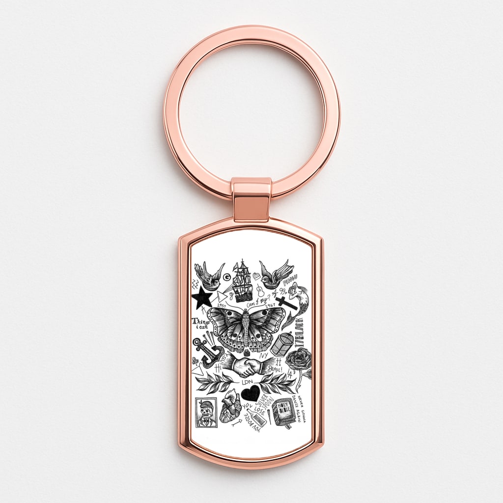 Harry Tattoos Rose Gold Keyring