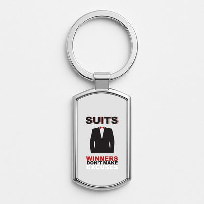 Winners Don't Make Excuses Silver Keyring