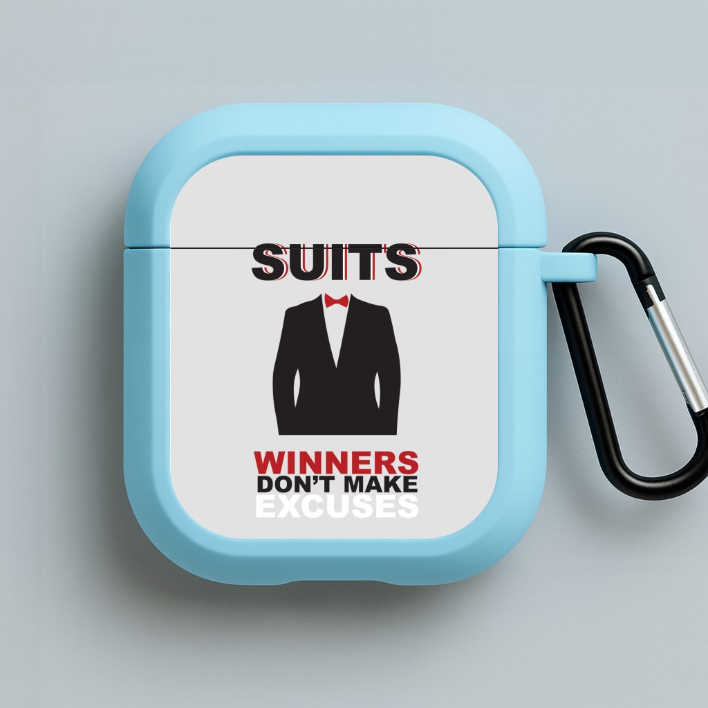 Winners Don't Make Excuses Blue AirPods Case