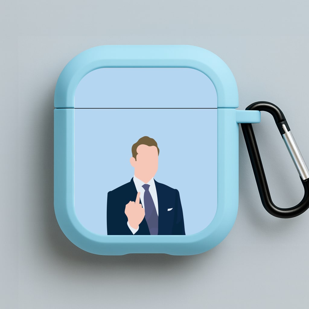 Middle Finger Blue AirPods Case