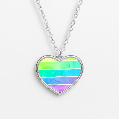 Summer Rainbow Stripes Heart Necklace