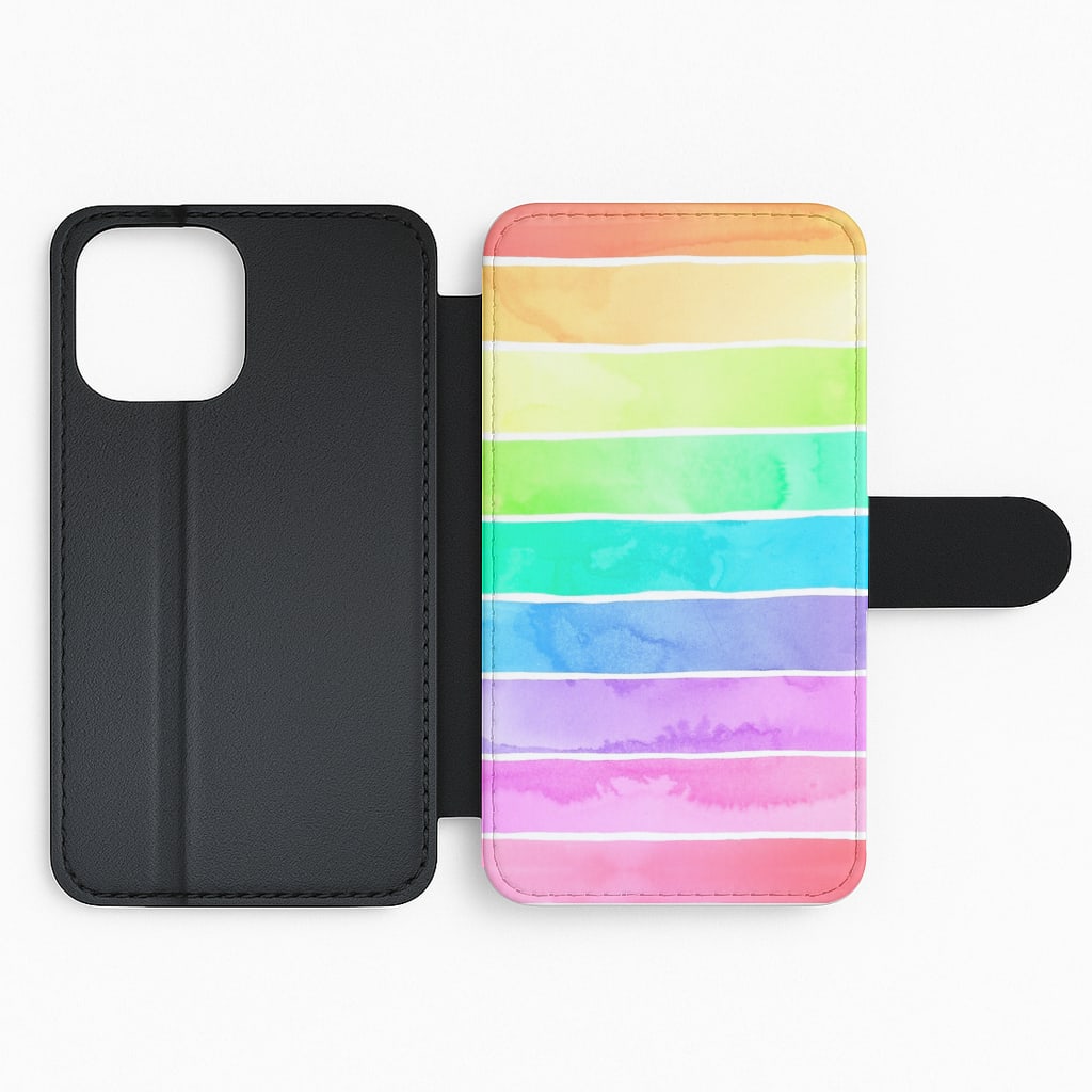 Summer Rainbow Stripes Flip Wallet Phone Case
