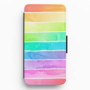 Summer Rainbow Stripes Flip Wallet Phone Case 1