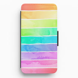 Summer Rainbow Stripes Flip Wallet Phone Case