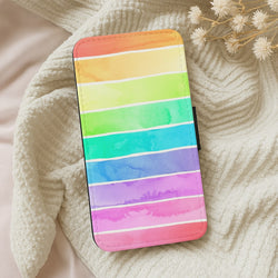 Summer Rainbow Stripes Flip Wallet Phone Case