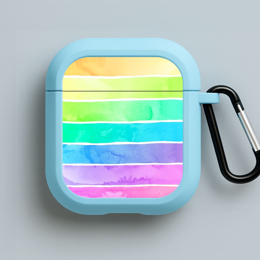 Summer Rainbow Stripes Blue AirPods Case