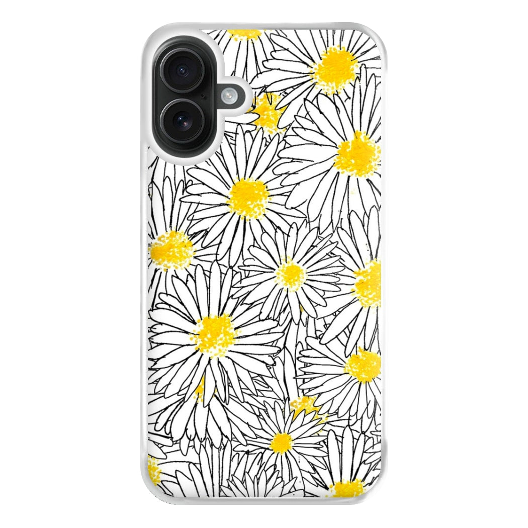 Cute Daisy Pattern Phone Case for iPhone 16 Plus