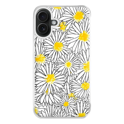 Cute Daisy Pattern Phone Case for iPhone 16 Plus