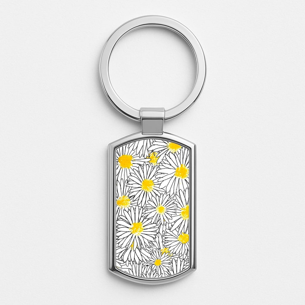 Cute Daisy Pattern Silver Keyring