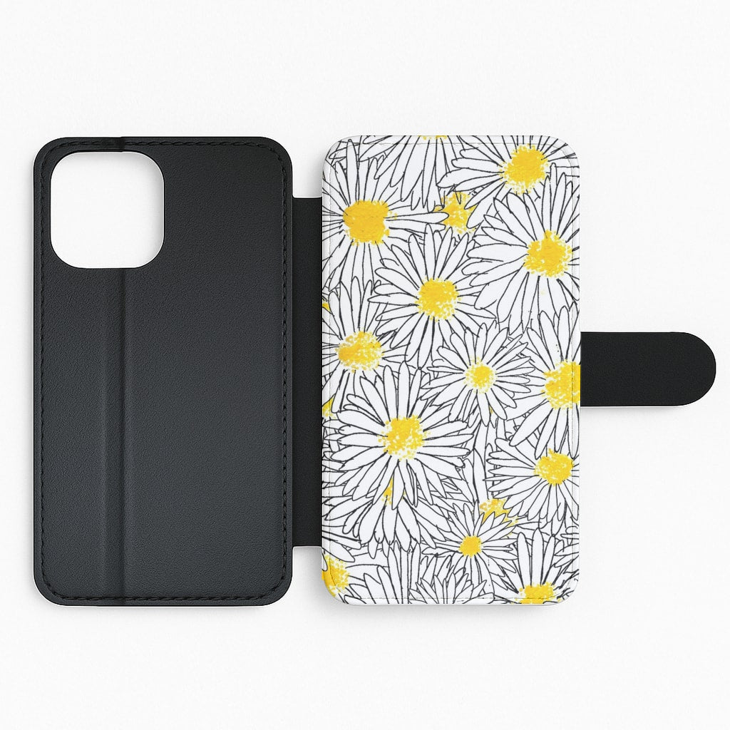 Cute Daisy Pattern Flip Wallet Phone Case