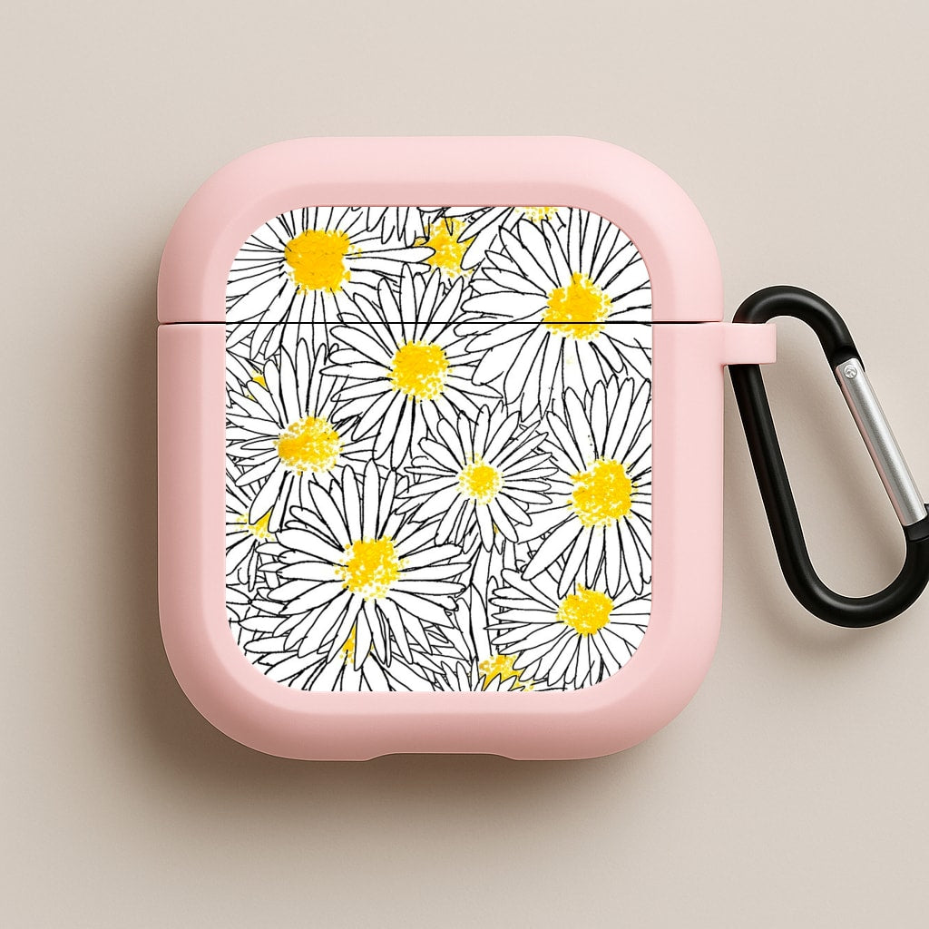 Cute Daisy Pattern Pink AirPods Case