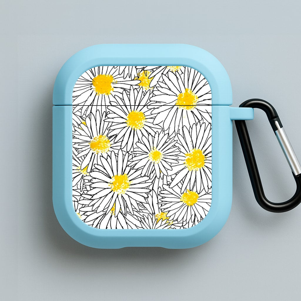 Cute Daisy Pattern Blue AirPods Case