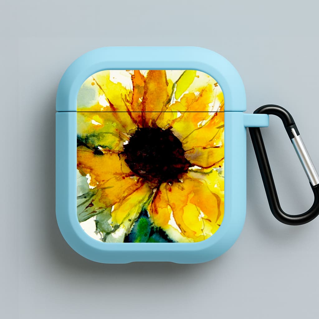 Watercolour Sunflower Blue AirPods Case
