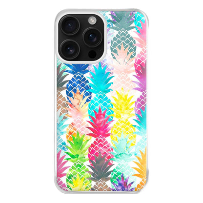 Watercolour Pineapple Pattern Phone Case for iPhone 16 Pro Max