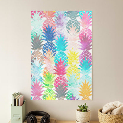 Watercolour Pineapple Pattern Poster