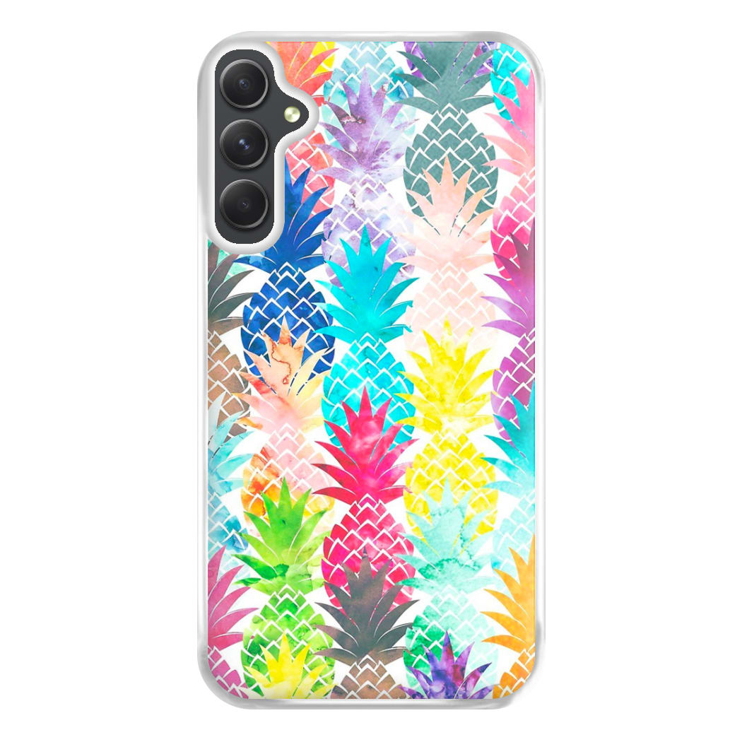 Watercolour Pineapple Pattern Phone Case for Galaxy A54