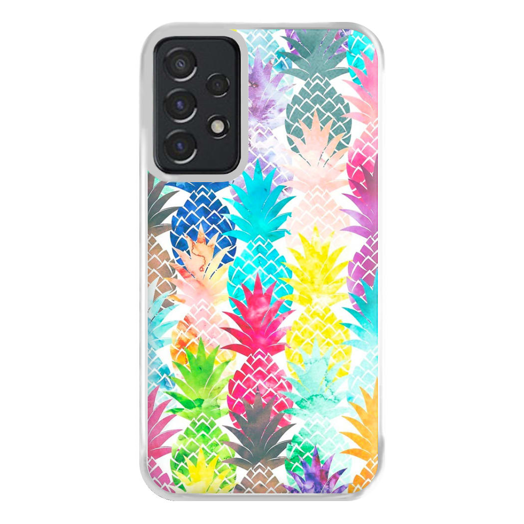 Watercolour Pineapple Pattern Phone Case for Galaxy A52 / A52s