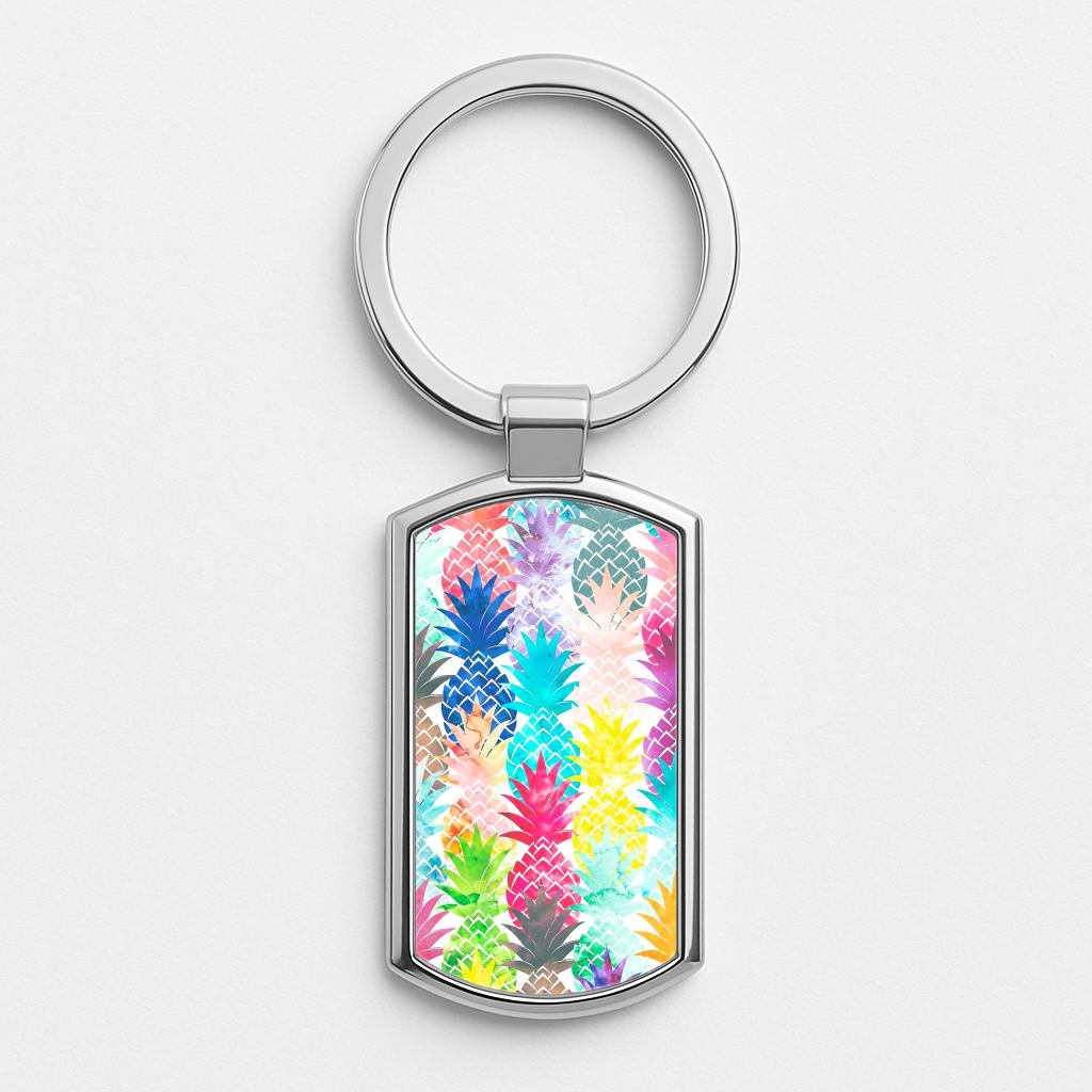 Watercolour Pineapple Pattern Luxury Keyring