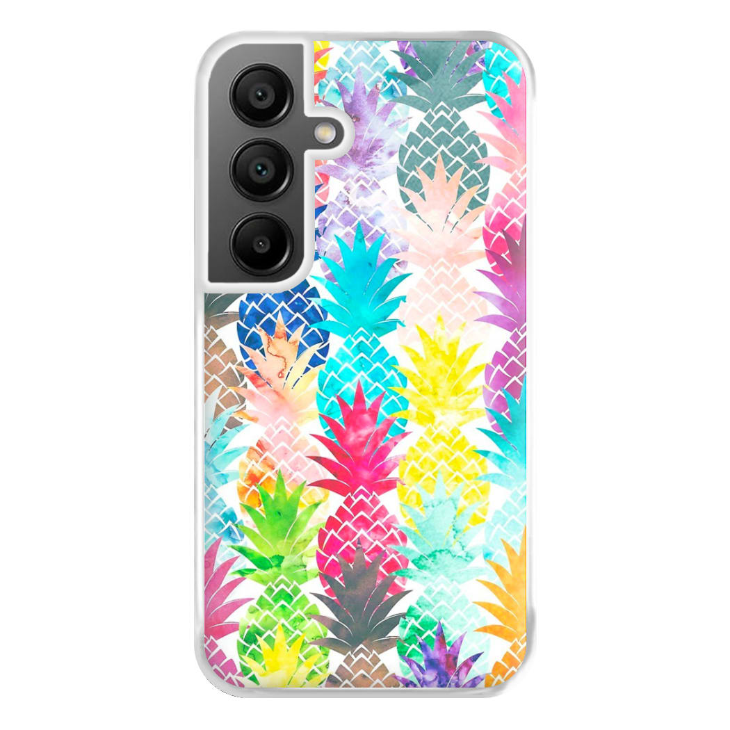 Watercolour Pineapple Pattern Phone Case for Galaxy A55